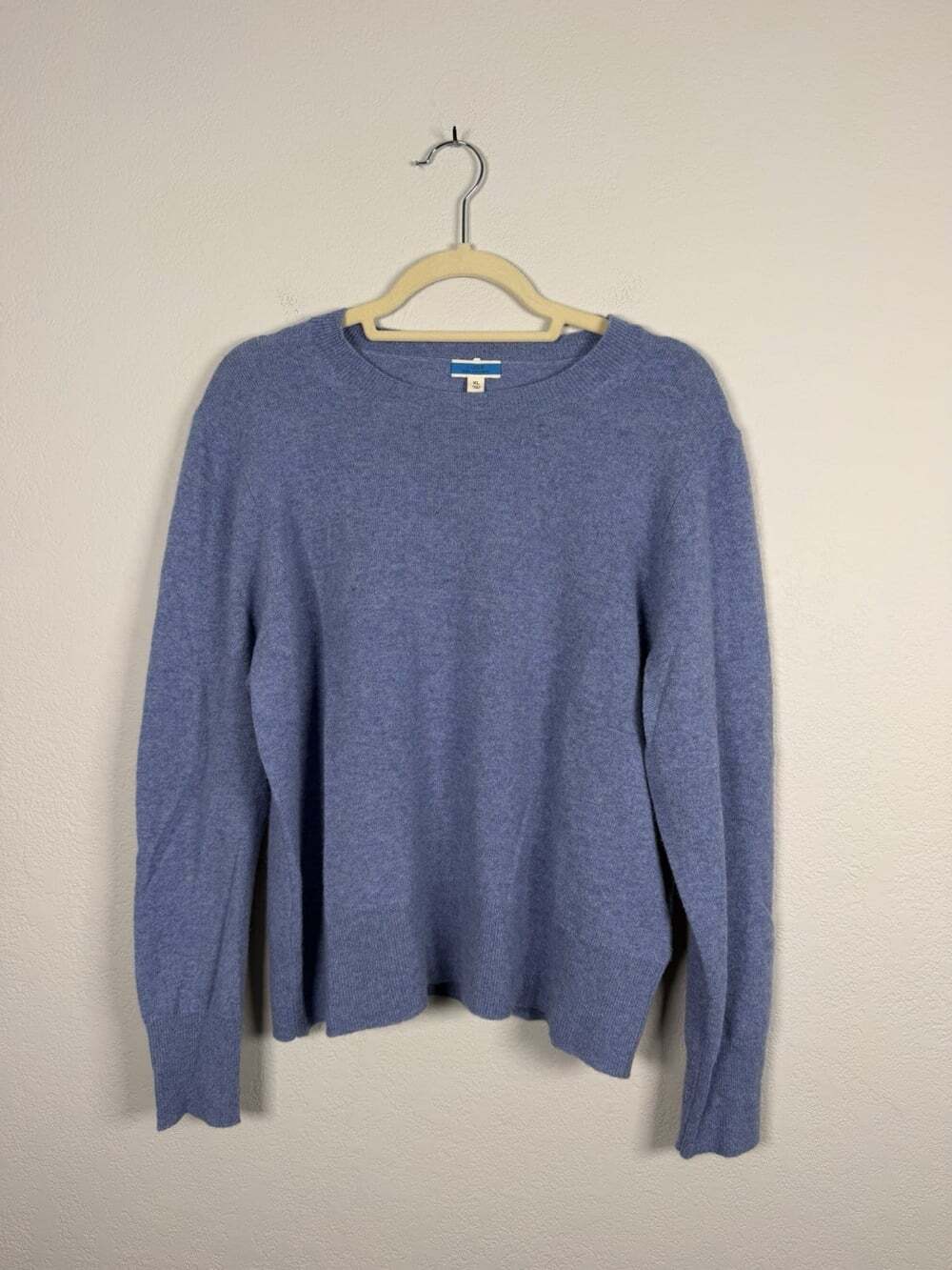 J.Crew Women Navy Blue 100% Cashmere Crewneck Sweater Size Large Classic Knit
